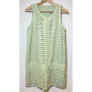 NWT Rebecca Minkoff Samba Lamb Leather Shift Dress Laser Cutout Green Size 2 New